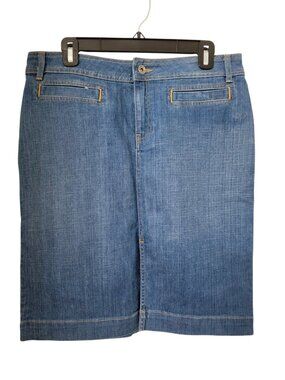 Banana Republic Size 10 Knee Length Front-Slit Denim Skirt, NEW with Tag